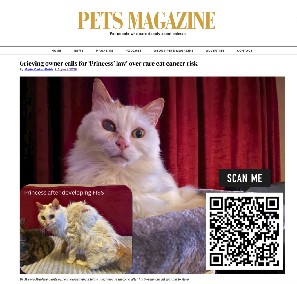 Mickey Mayhew featured in Pets Magazine discussing Princess' Law